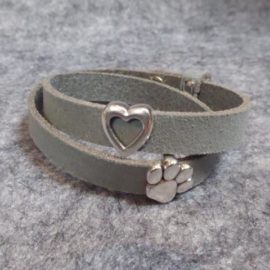 Armabnd Leder Pfote Hund Herz