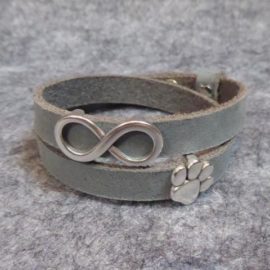 Armaband grau Leder Pfote