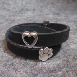 Lederarmband schwarz Pfote